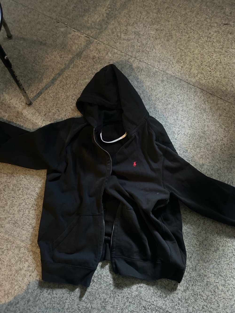 Ralph Lauren Black Hoodie with Blue & Yellow Polo Label